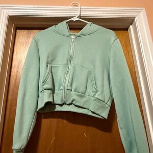 SHEIN Light Green Zip-Up Hoodie